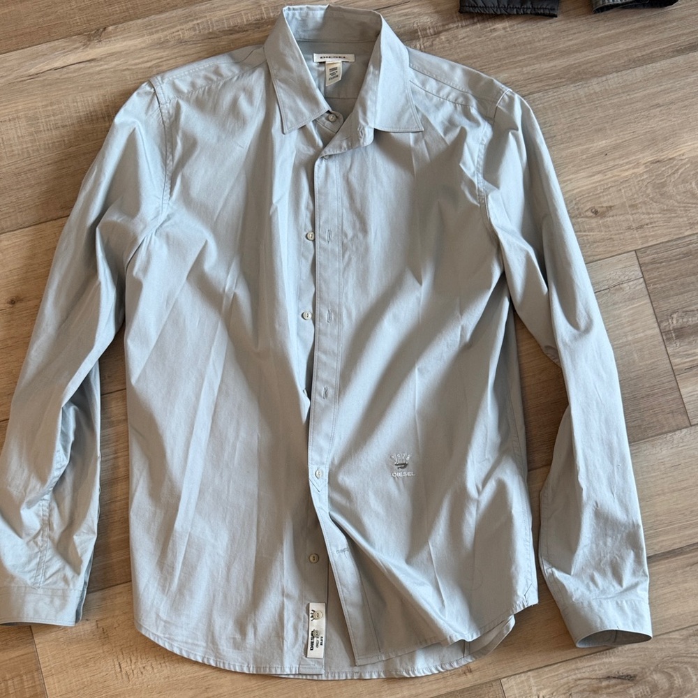 Diesel Men's Light Grey Casual Button Down Shirt